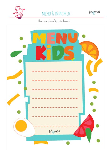 Menu Enfants A Imprimer Momes Net Menu Enfants A Imprimer Momes Net