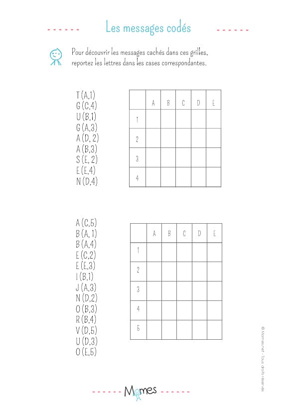 Message A Decoder Dans Une Grille Exercice Momes Net