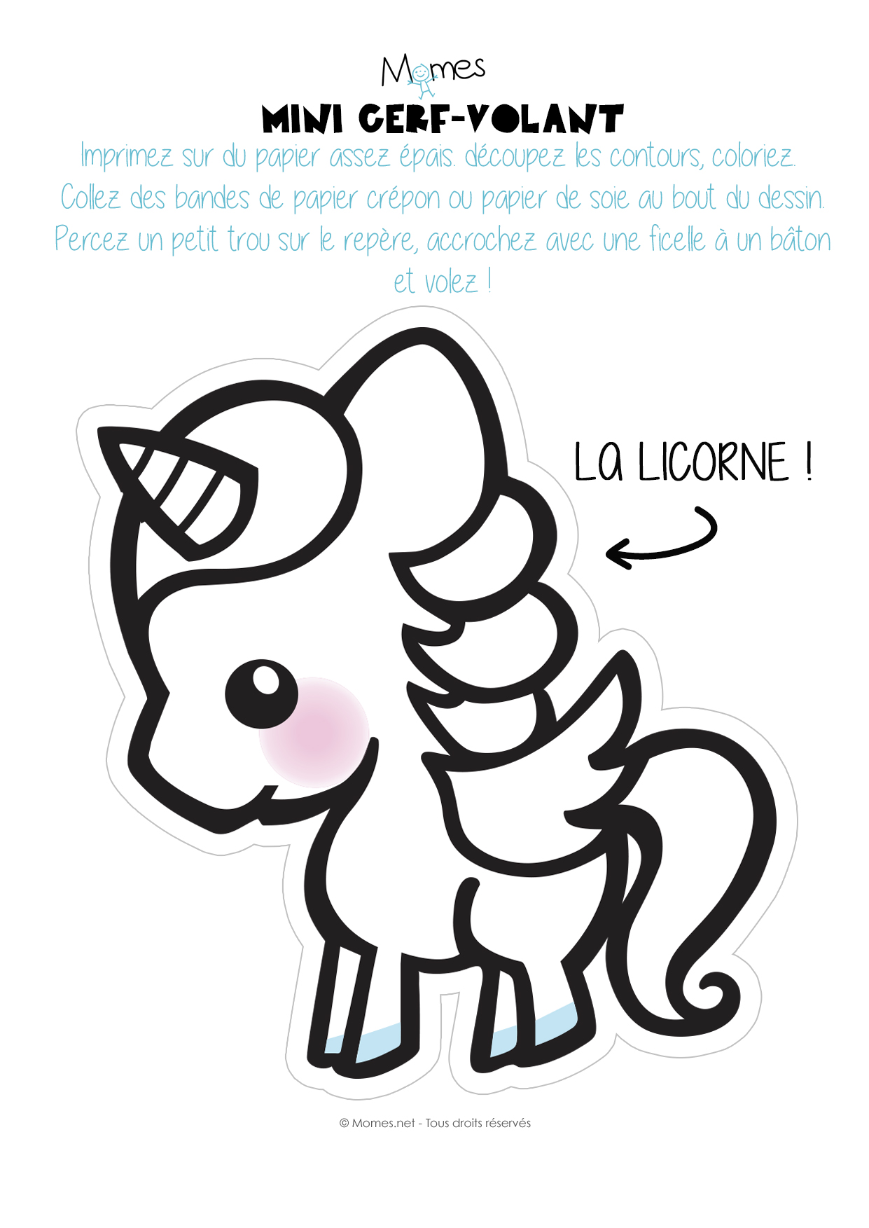 Mini Cerf Volant Licorne A Imprimer Momes Net