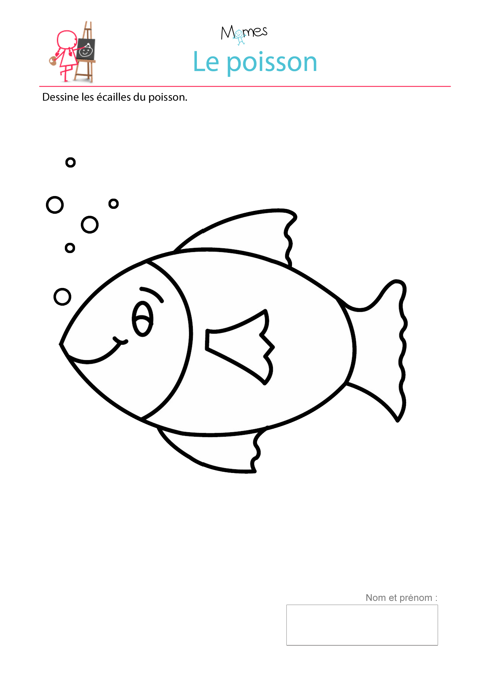 Modèle de poisson à imprimer - Dessiner les écailles | MOMES.net