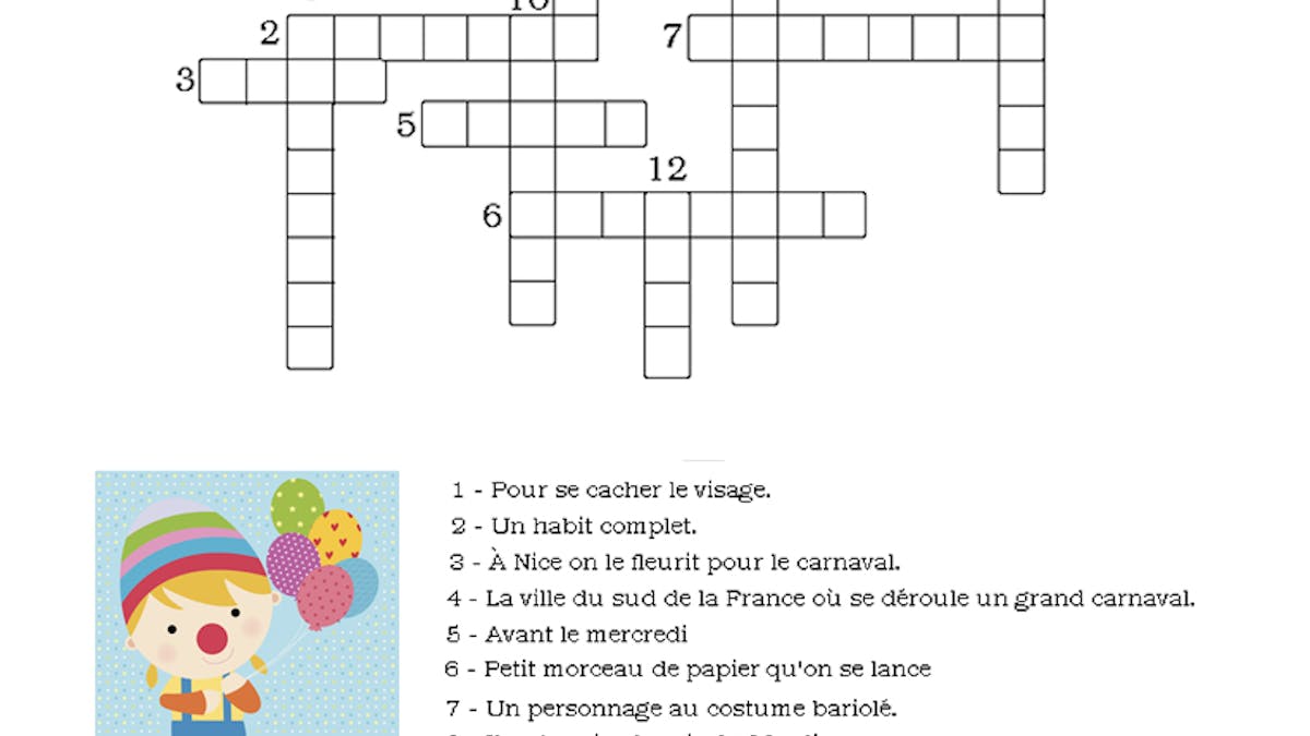 Mots Croises Du Carnaval Momes Net Mots Croises Du Carnaval Momes Net