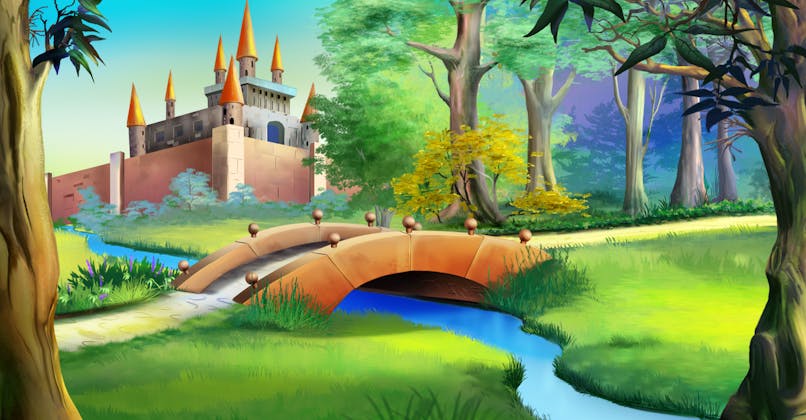 Illustration château et forêt