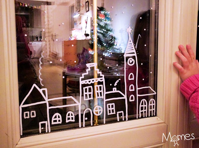 Peintures de Noël sur vitres et fenêtres, modèles et tutos