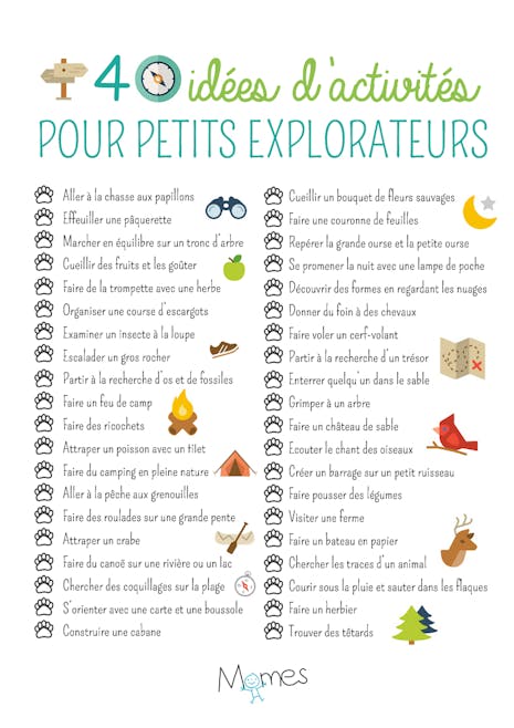 Poster 40 Idees D Activites Pour Petits Explorateurs Momes Net