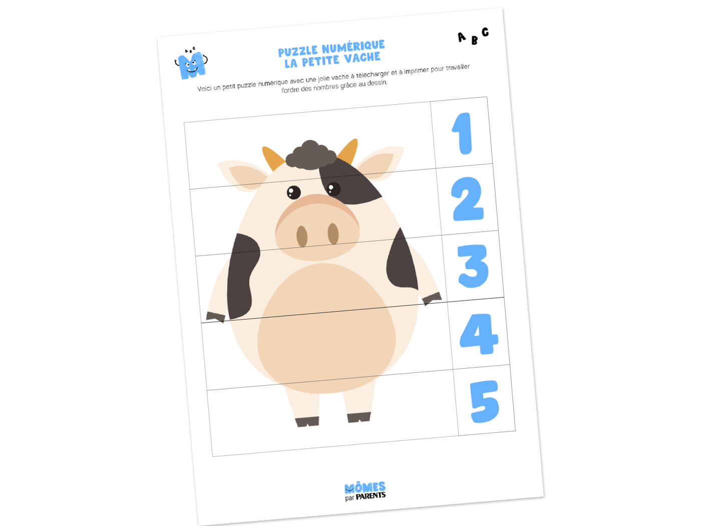 Puzzle Vache en bandes numérotées MOMES