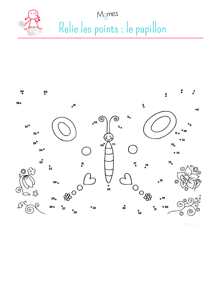 Relie les points : le papillon | MOMES.net
