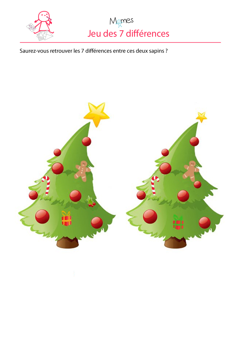 Sapin de noel : jeu des 7 erreurs | MOMES