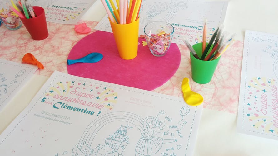 Set de table anniversaire à colorier Princesse Fée
