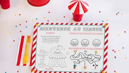 Set de table Anniversaire cirque à colorier