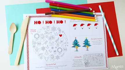 Set de table de Noël à imprimer et colorier