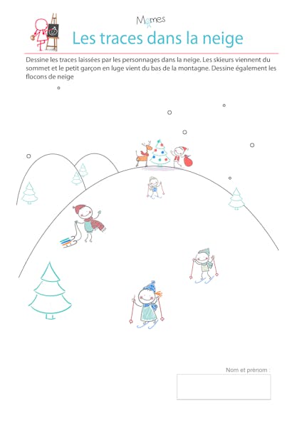 Exercice de tracé : Les traces dans la neige à Noël