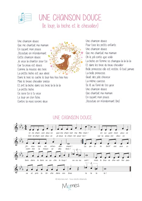 Une Chanson Douce Les Paroles De La Comptine Momes Net Une Chanson Douce Les Paroles De La Comptine Momes Net