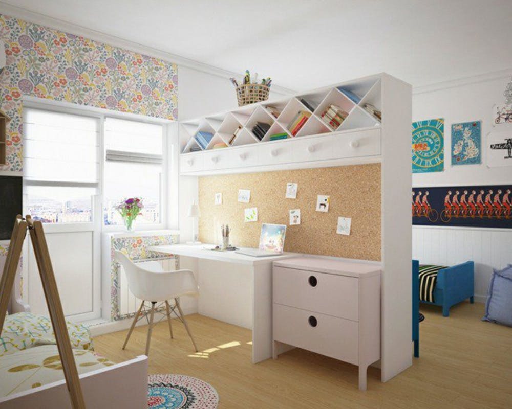 séparation chambre pour 2 enfants paroi bureau