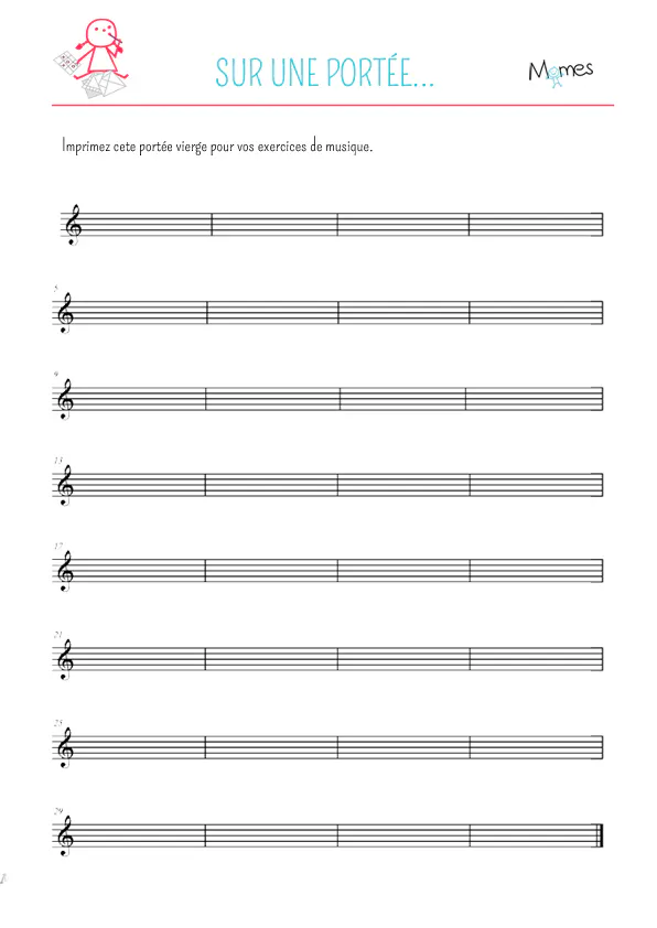 Musique - Portée vierge à imprimer | MOMES