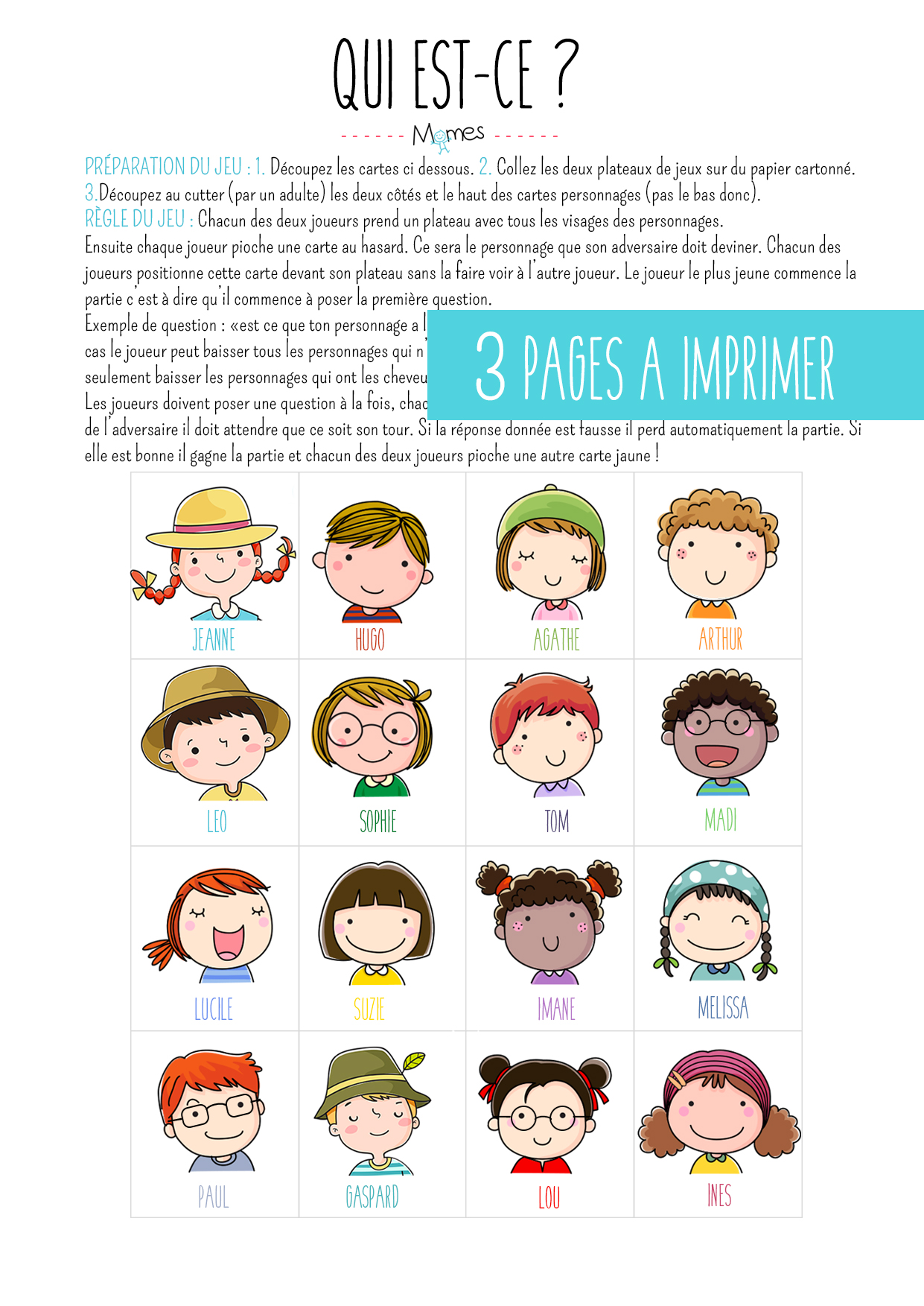 Jeu A Imprimer Qui Est Ce Momes Net