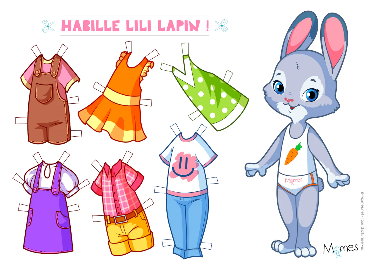 Poup e En Papier Habiller Lili Lapin MOMES poup-e-en-papier-habiller-lili-lapin-momes