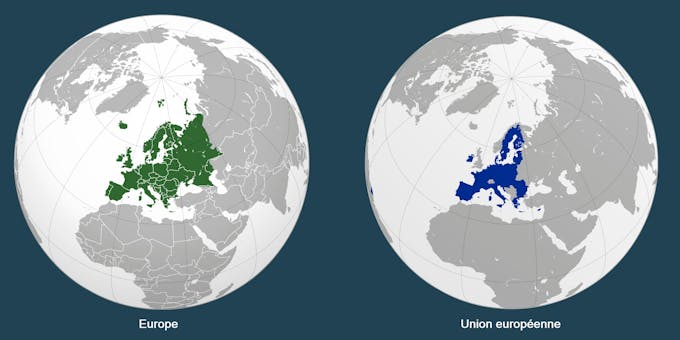 Globes présentant l'Europe et l'Union européenne 