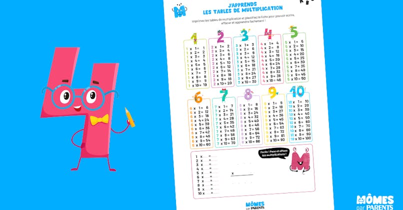 Affiche Mômes.net j'apprends les tables de multiplication