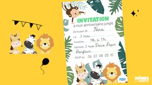 Invitation anniversaire animaux de la jungle