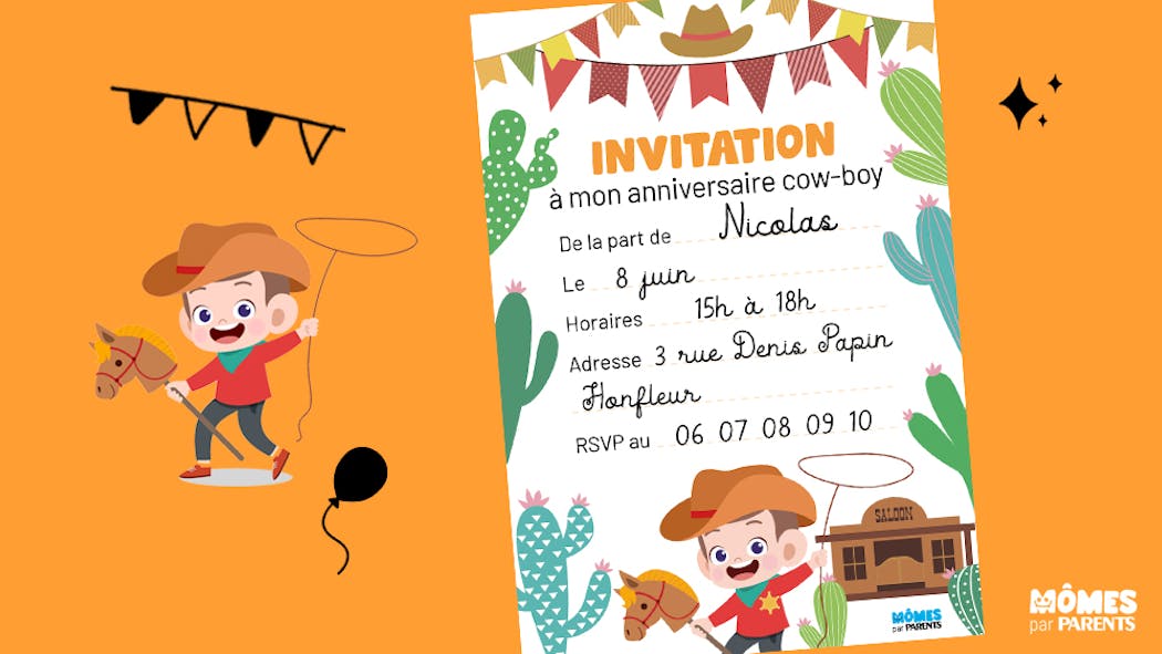 Invitation anniversaire cow-boy