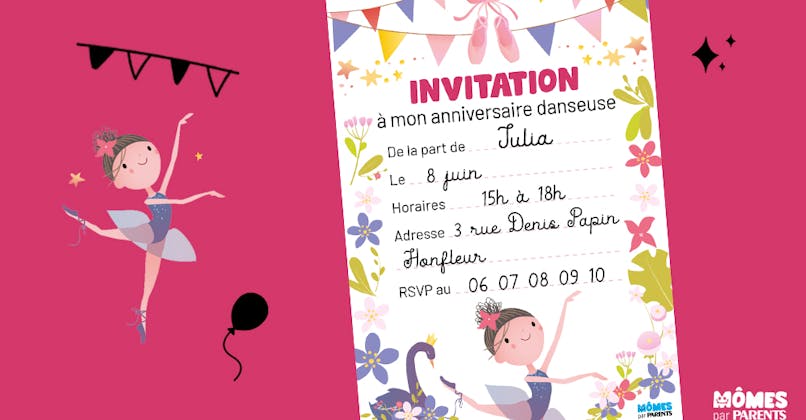 carte d'invitation anniversaire danseuse