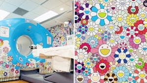 Le célèbre plasticien Takashi Murakami a décoré une salle de scanner d'un hôpital pour enfants avec ses fameuses fleurs colorées