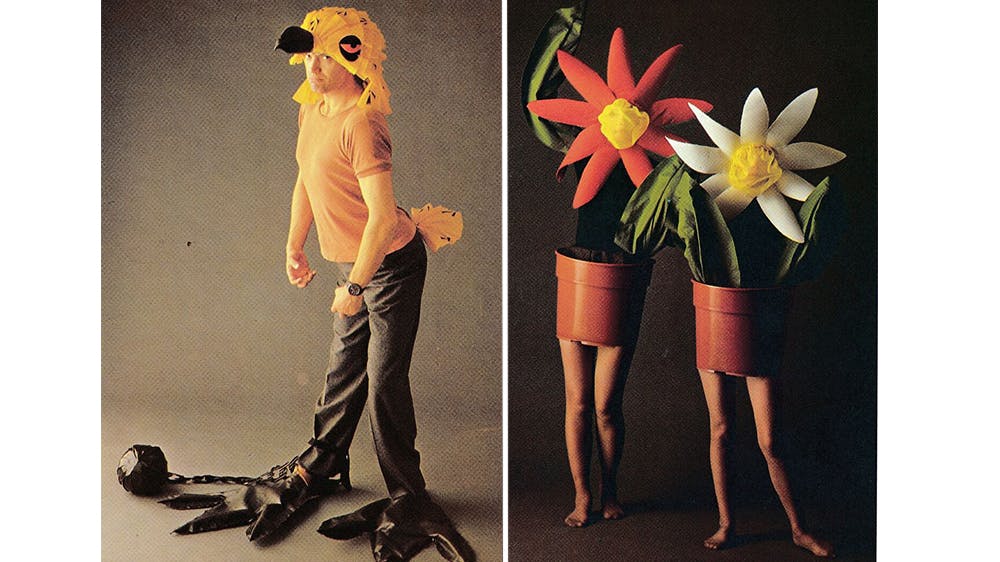 déguisement Le coq au boulet et des fleurs années 80