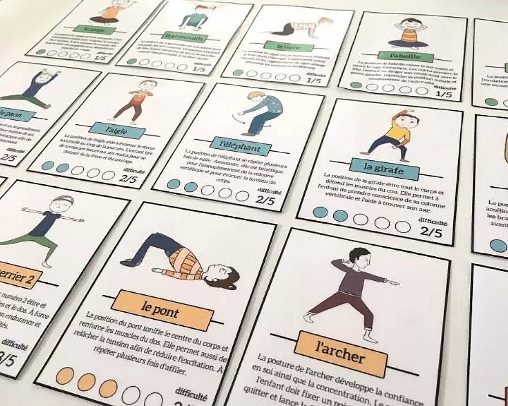 cartes explicatives sur les postures de yoga
