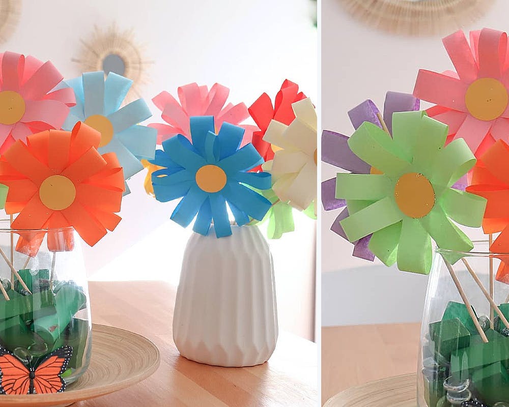 bouquet multicolore en papier