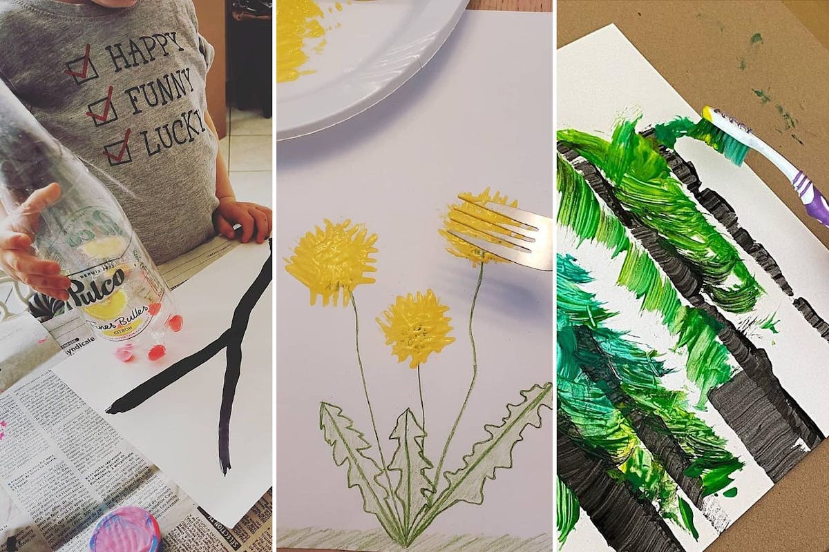 Peinture printemps maternelle avec tampons DIY en drôles d'objets