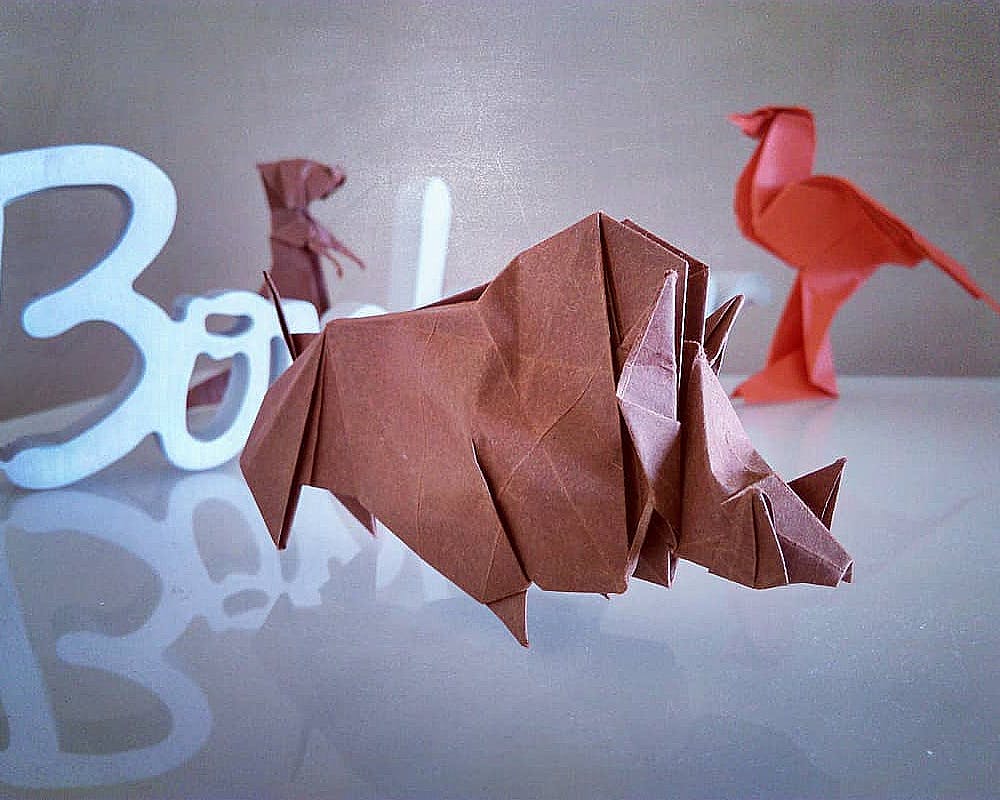 Un sanglier en origami