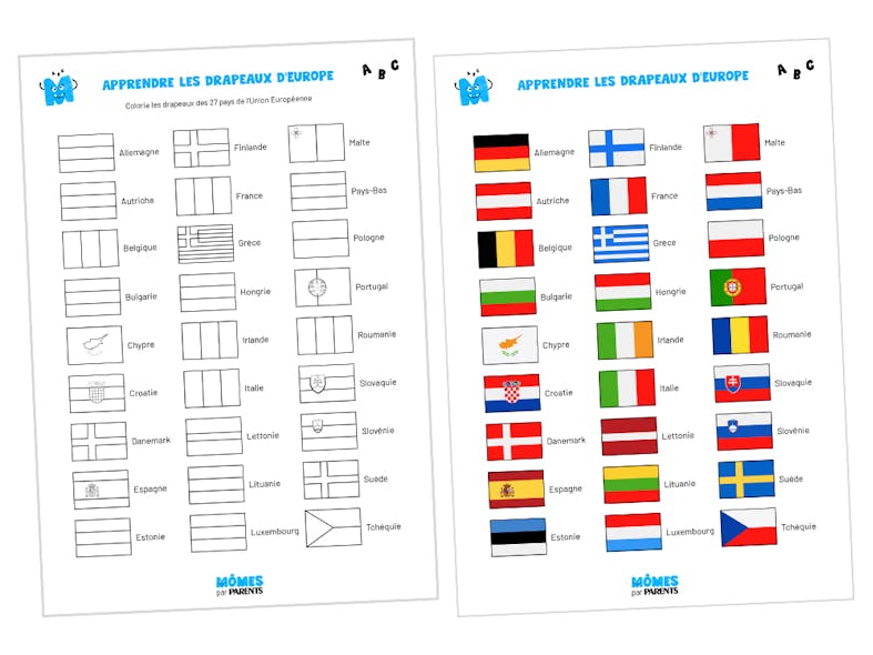 Imprime et colorie les drapeaux des pays d'Europe