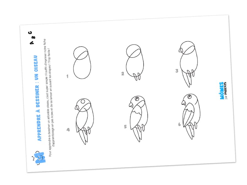 Fiche à imprimer - Apprendre à dessiner : un oiseau