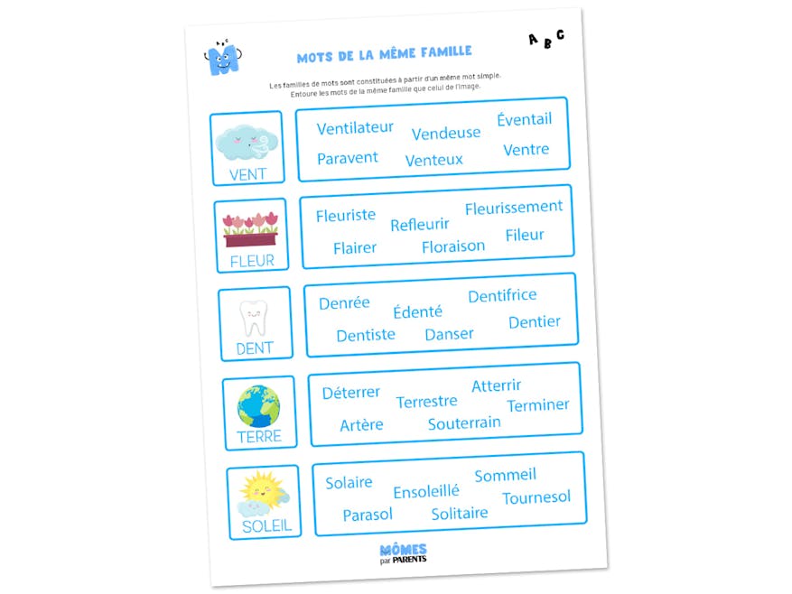 Fiche D Exercice Sur Les Familles De Mots Momes Net Fiche D Exercice Sur Les Familles De Mots Momes Net