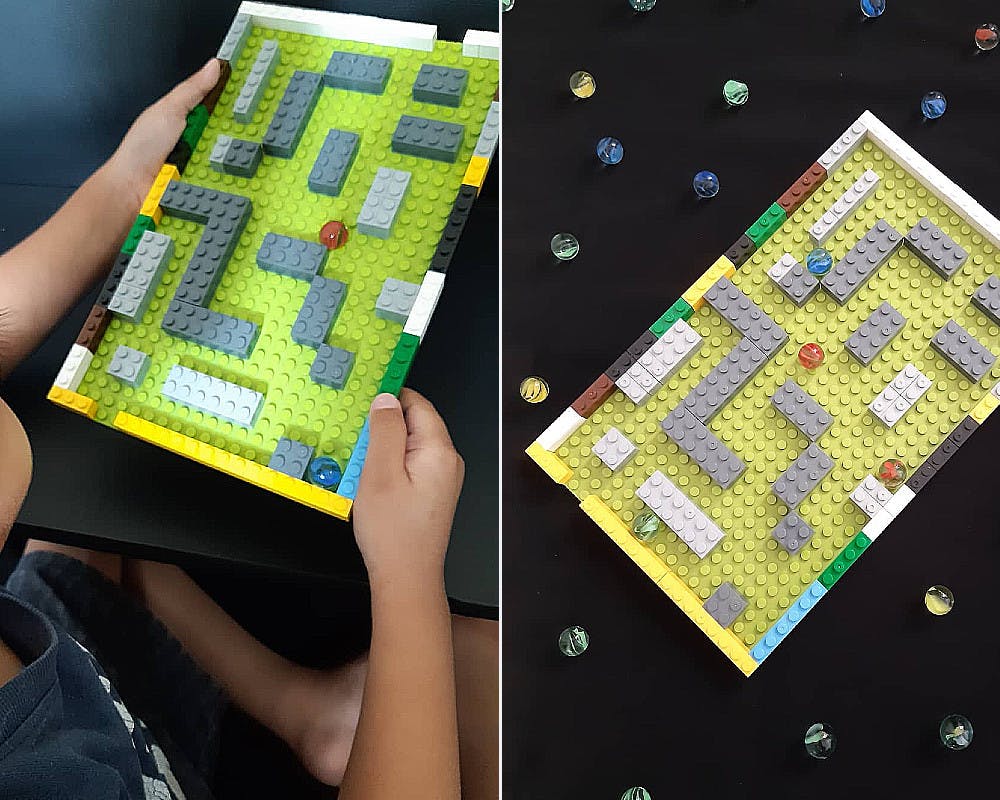 Un joli circuit de billes facile à créer en Lego