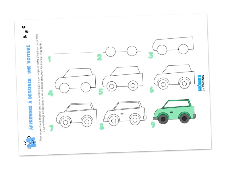 Fiche à imprimer - Apprendre à dessiner : une voiture