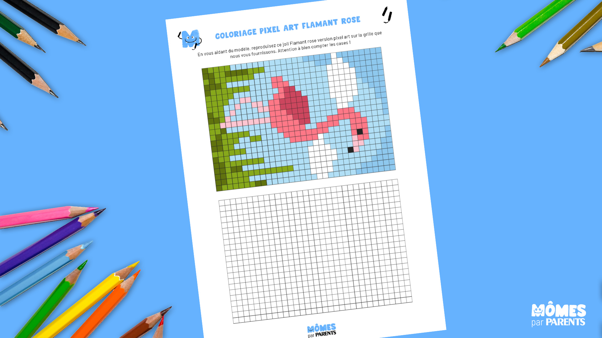 Coloriage Flamant Rose Pixel Art A Imprimer Momes Net