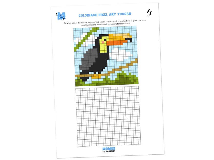 Coloriage Pixel Art Toucan