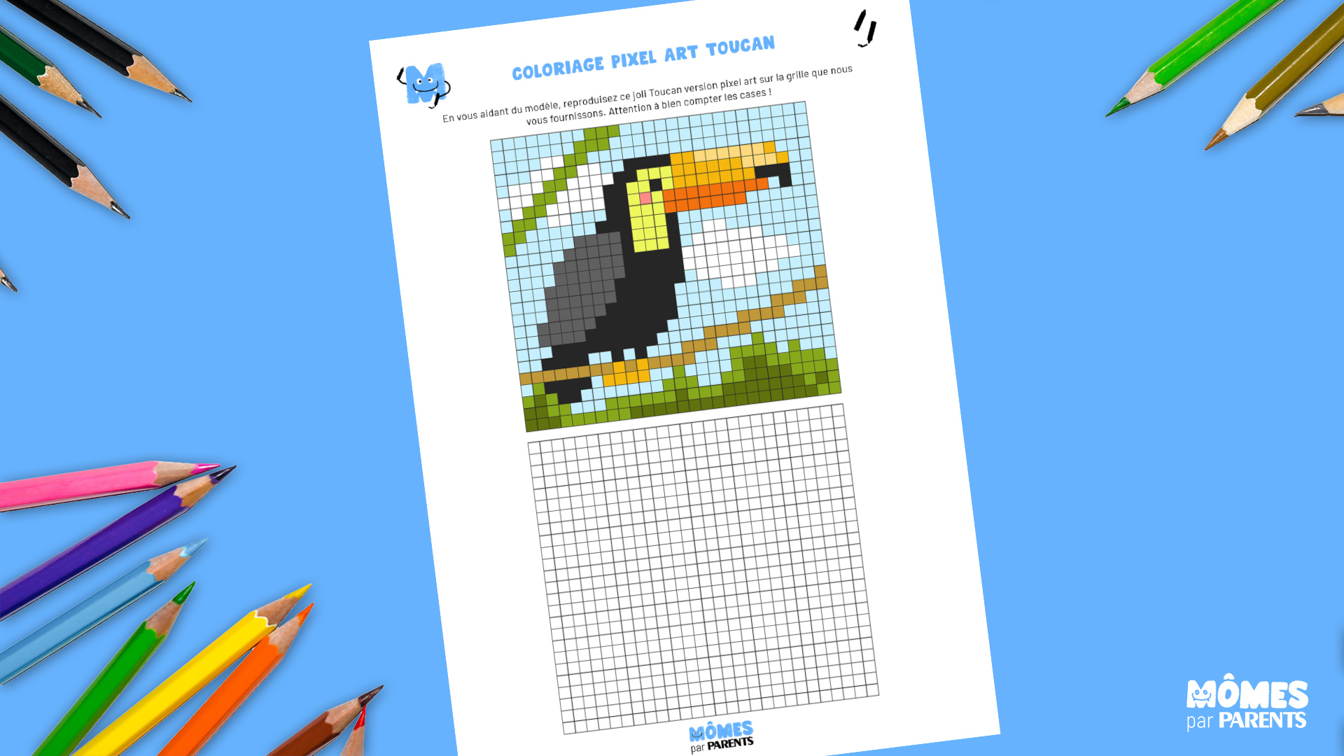 Coloriage Toucan Pixel Art A Imprimer Momes Net