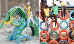 En Inde, une association recycle les pneus en aires de jeux
