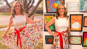 Elle demande à ses élèves de transformer sa robe en une œuvre d'art portable !