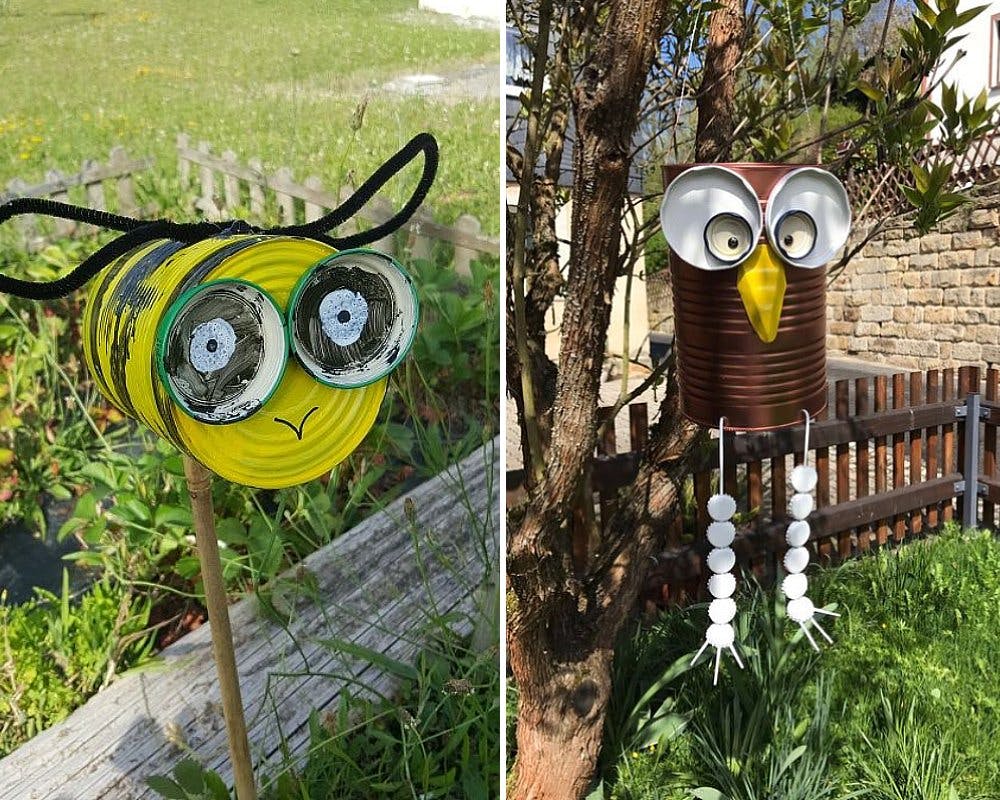 Des décorations pour le jardin abeille et chouette