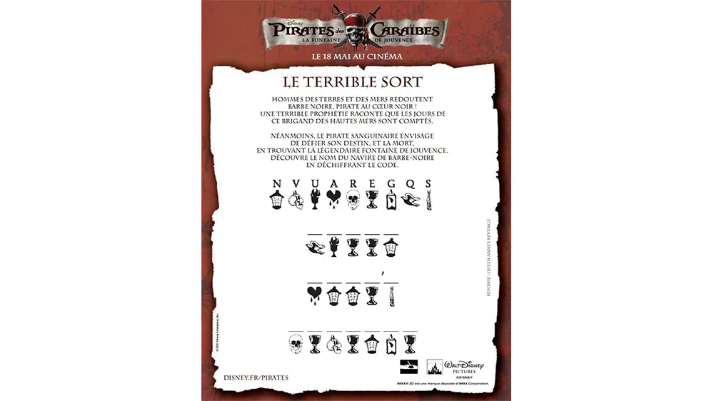 Pirate Secret Code Déchiffrez le code secret Pirates des Caraïbes ! | MOMES