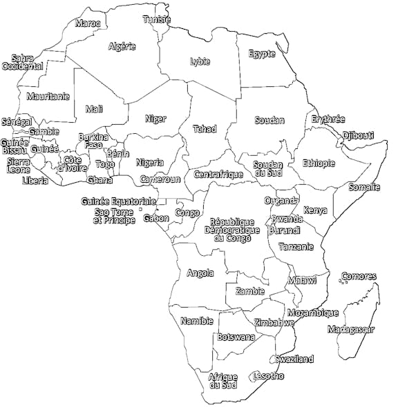 Imprimer la carte de l'Afrique