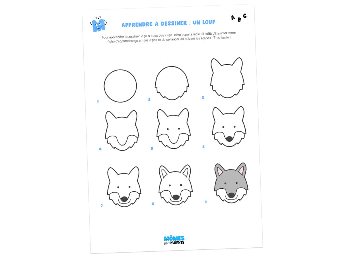 Dessin Loup Facile Apprendre à dessiner un loup en pas à pas | MOMES