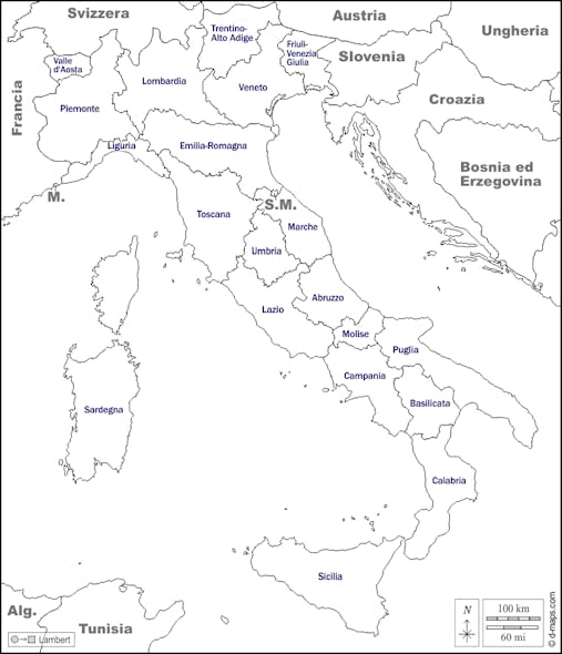 Imprimer la carte de l'Italie