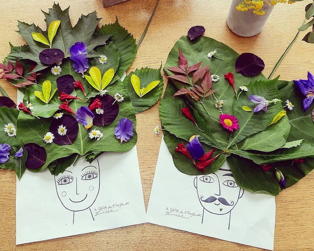 Atelier créatif enfant : réalisation d'une coiffe végétale en papier