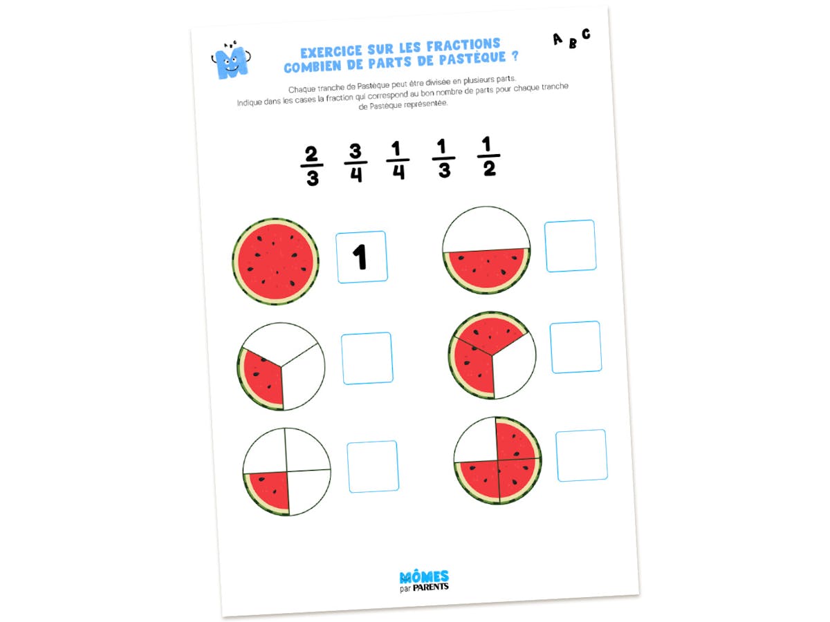 Fiche de mathématique - Les fractions | MOMES
