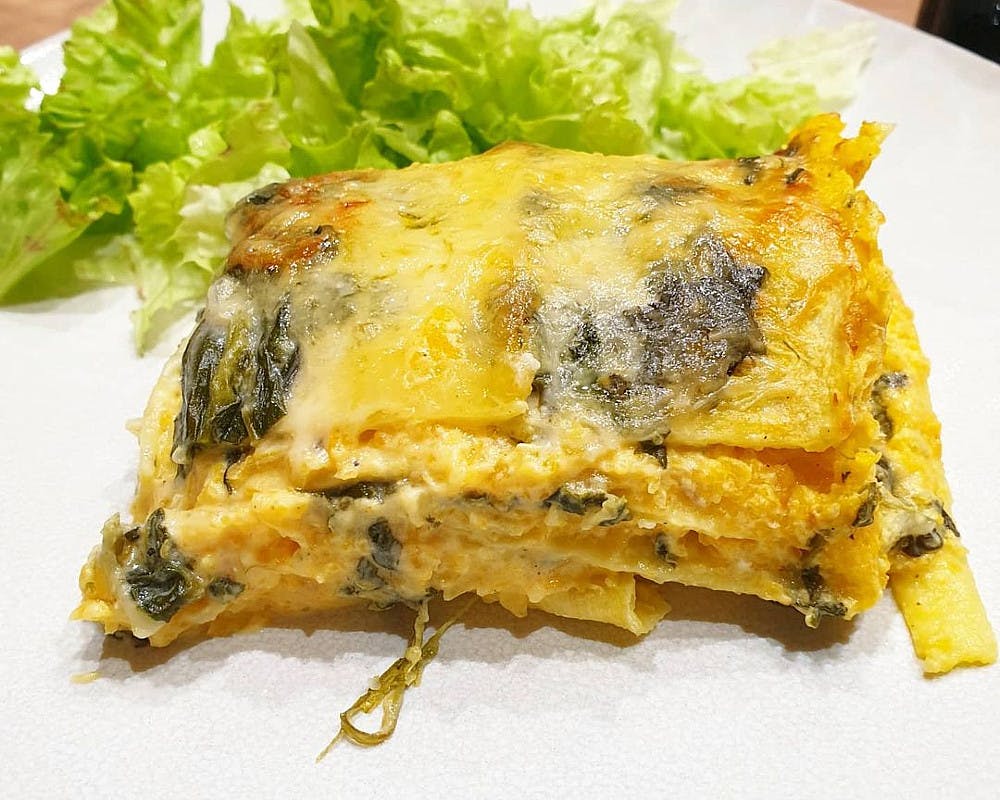 Lasagnes butternut, épinards, et fromage de chèvre