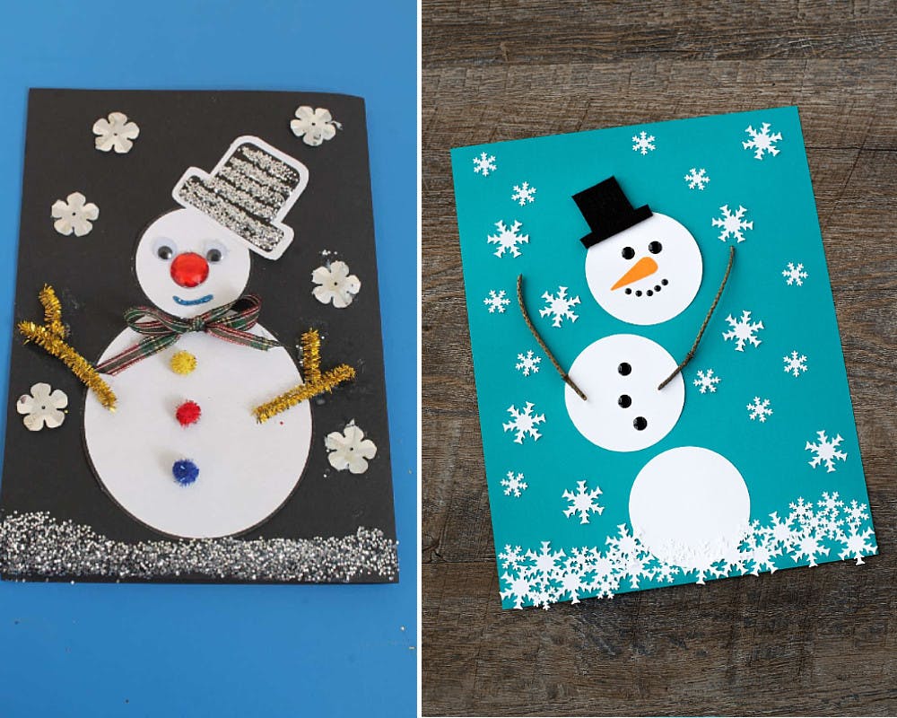 Des cartes de vœux avec un bonhomme de neige